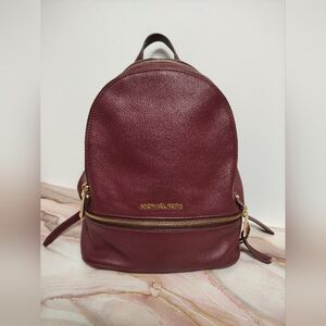 Michael Kors Rhea Medium Leather Backpack Burgundy